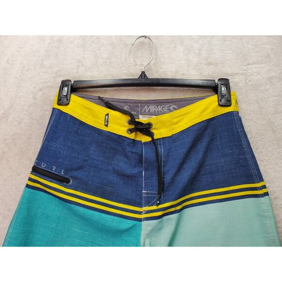 RIP CURL Board Shorts Men's Size 29 Multi Polyester Flat Front Drawstring Logo - Picture 4 of 8